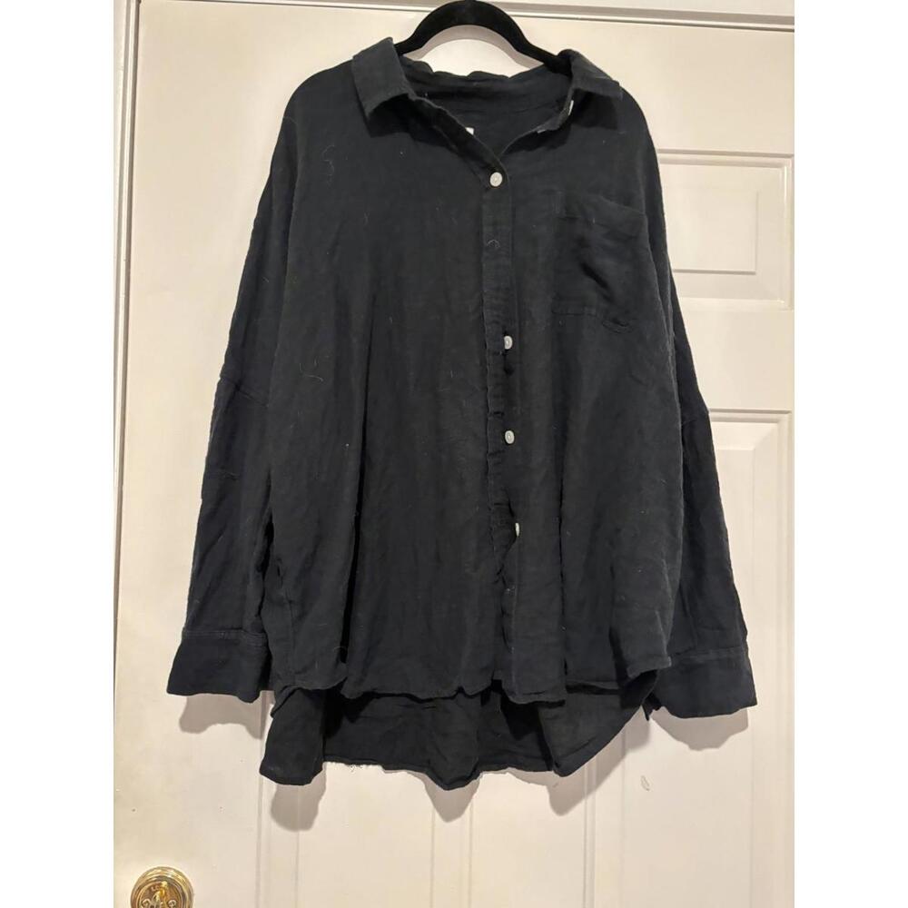 Women's sz very oversized S American Eagle cotton blend black button blouse#1210